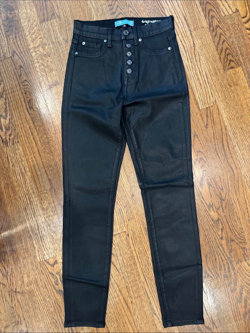 7 For All Mankind Black Coated Skinny Jeans